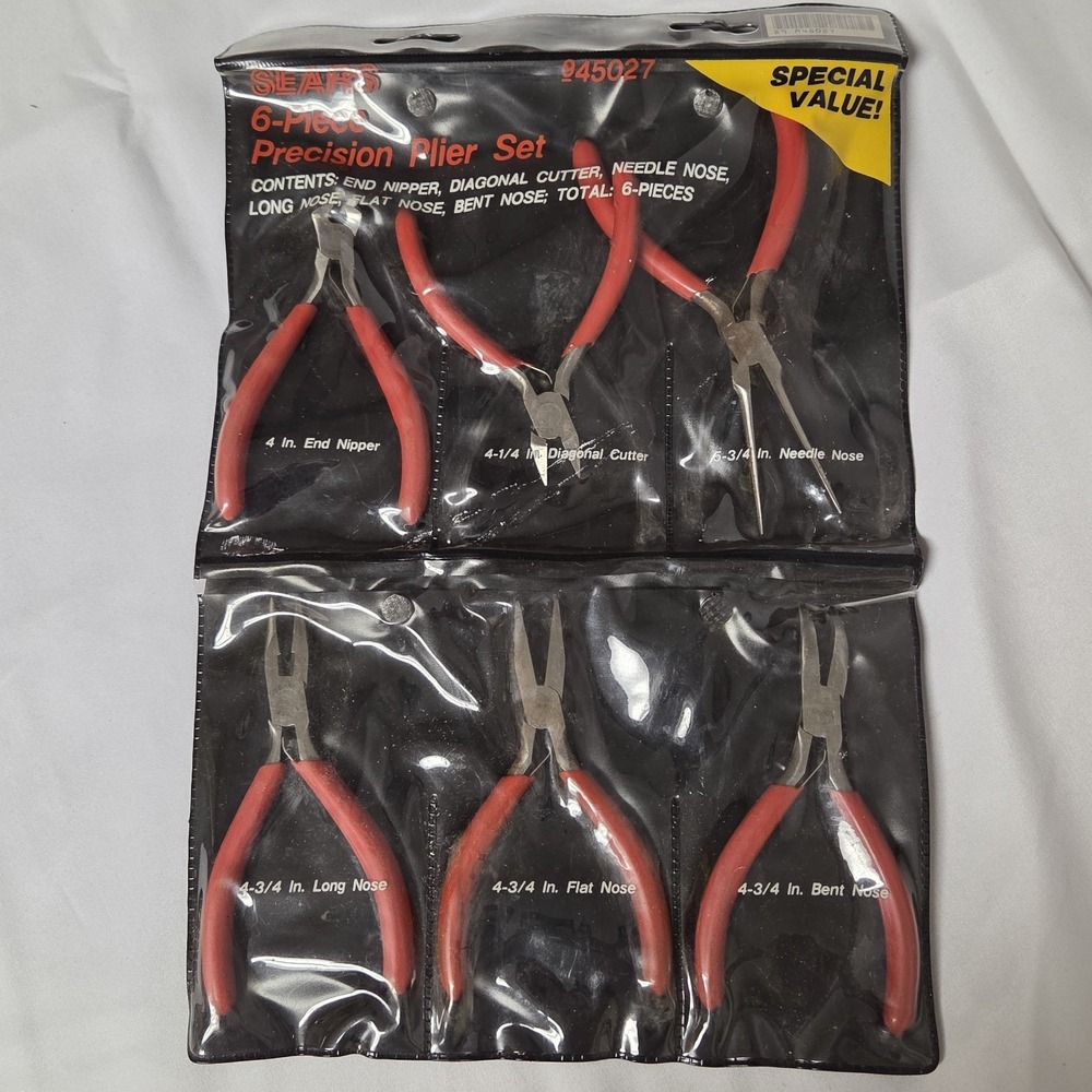 Sears 945027 6 Piece Precision Plier Set New in package